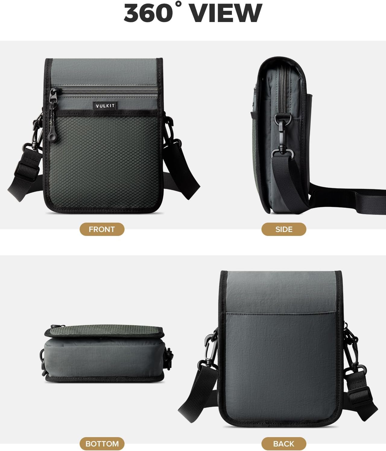 VULKIT Small Messenger Bag for Men, with Adjustable Strap Lightweight Crossbody or Shoulder Bag