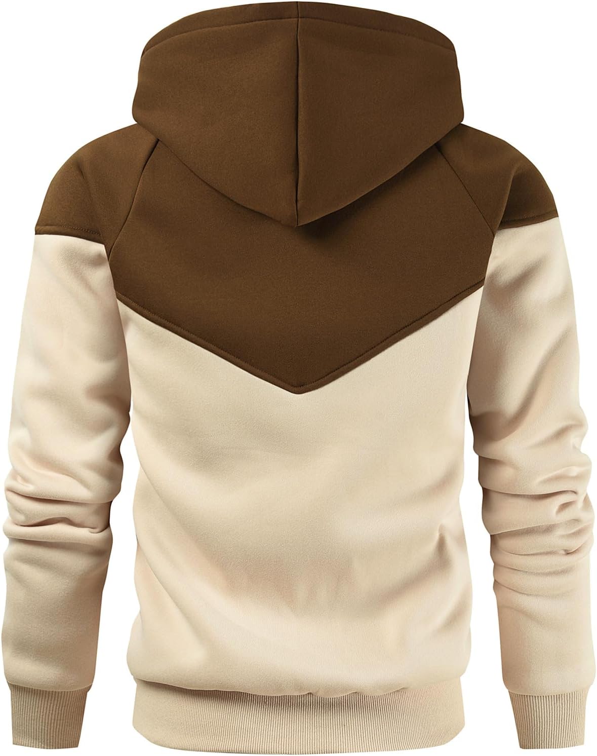 Men's Midweight Fleece Pullover Hoodies Casual Color Block Hooded Sweatshirt with Pockets - Image 3
