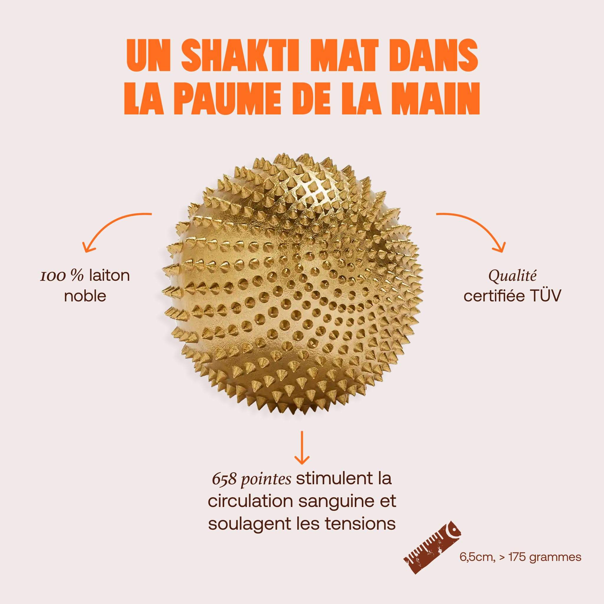 ShaktiMat [L'original depuis 2007] Balle de massage Acupression - Massage pieds, mains, cou, mollets - Anti-stress - Fabrication éthique - Avec tapis en liège naturel