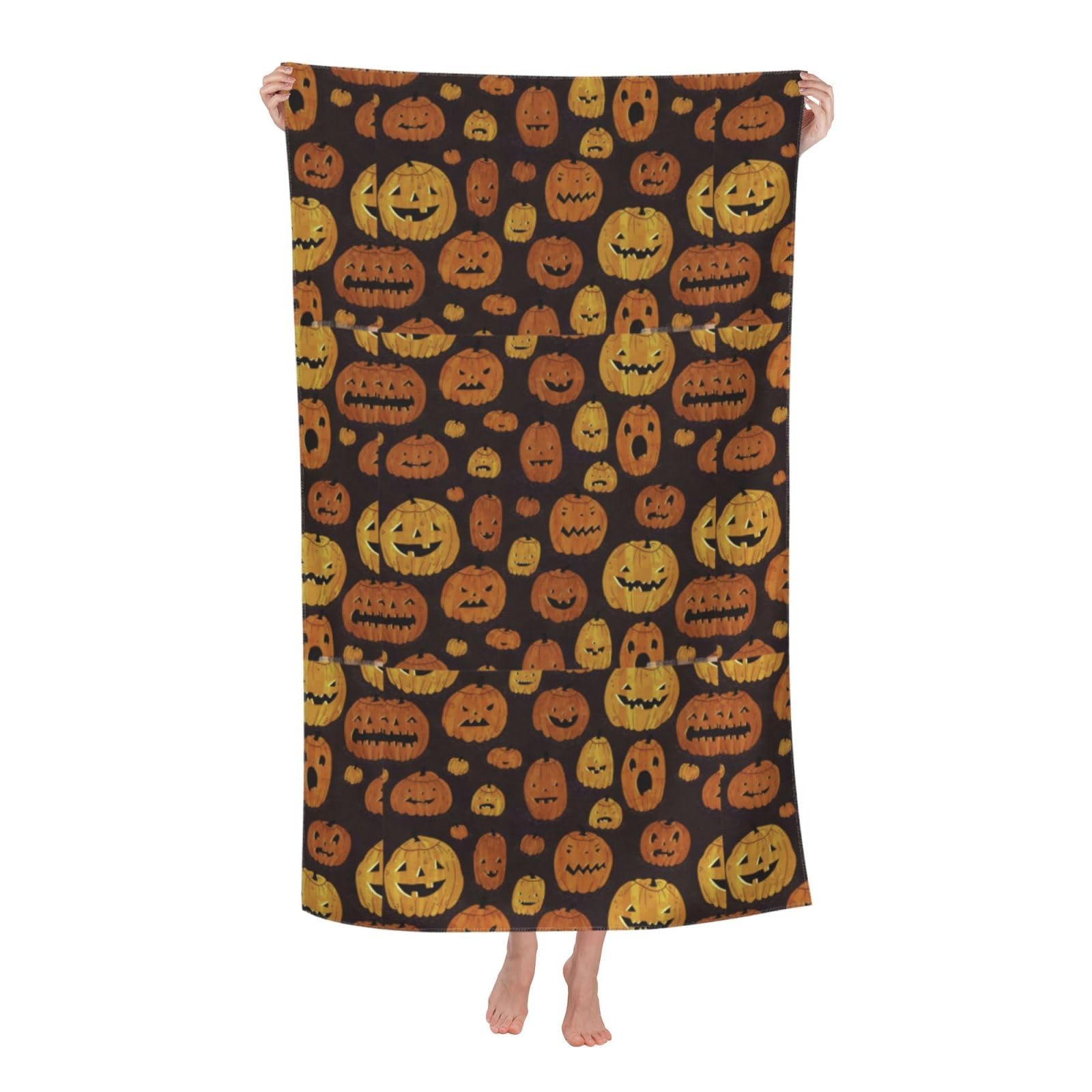Cbaaghh Halloween Pumpkin Print Adult Beach Towels,Beach & Pool Towel,Beach Towels,Towels For Camping