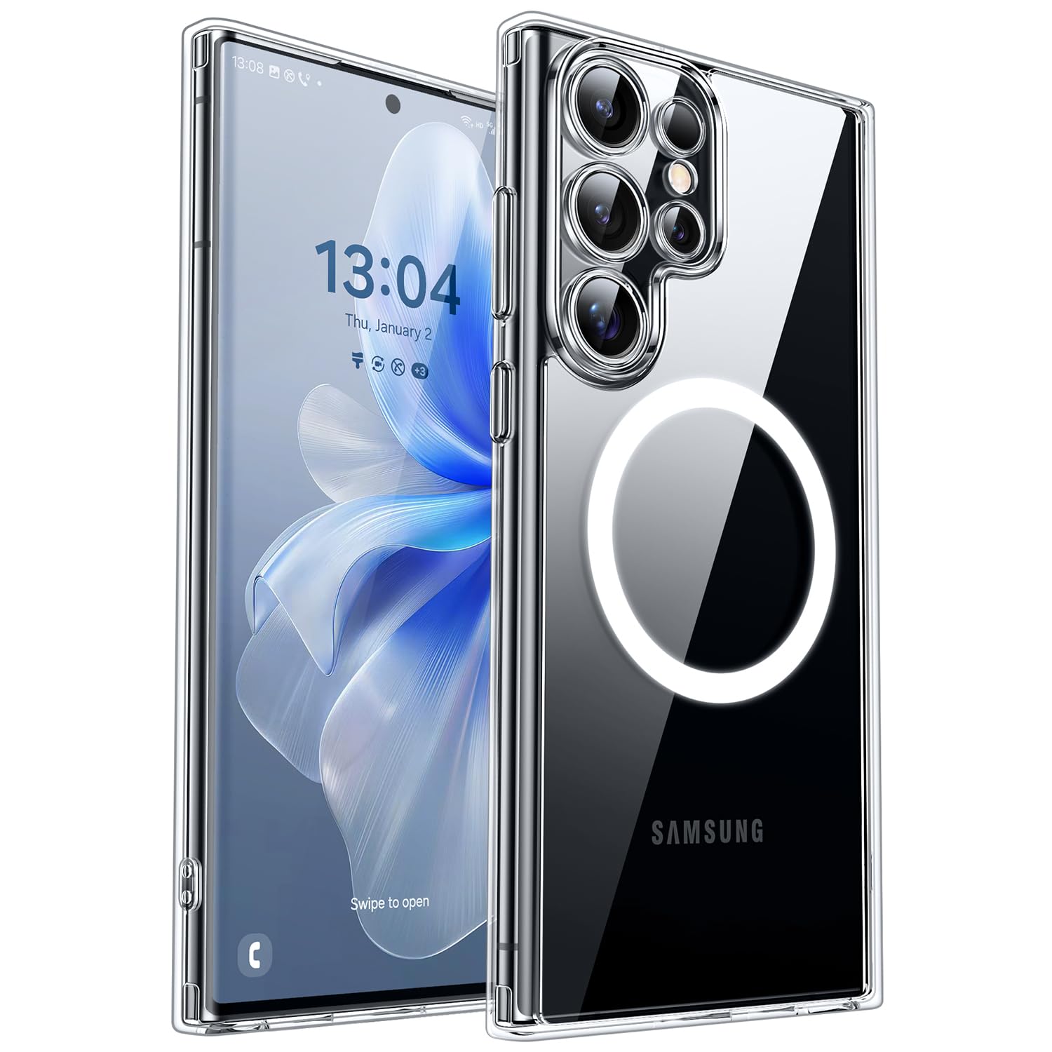 CANSHN Magnetic Shockproof for Samsung Galaxy S22 Ultra Case Clear