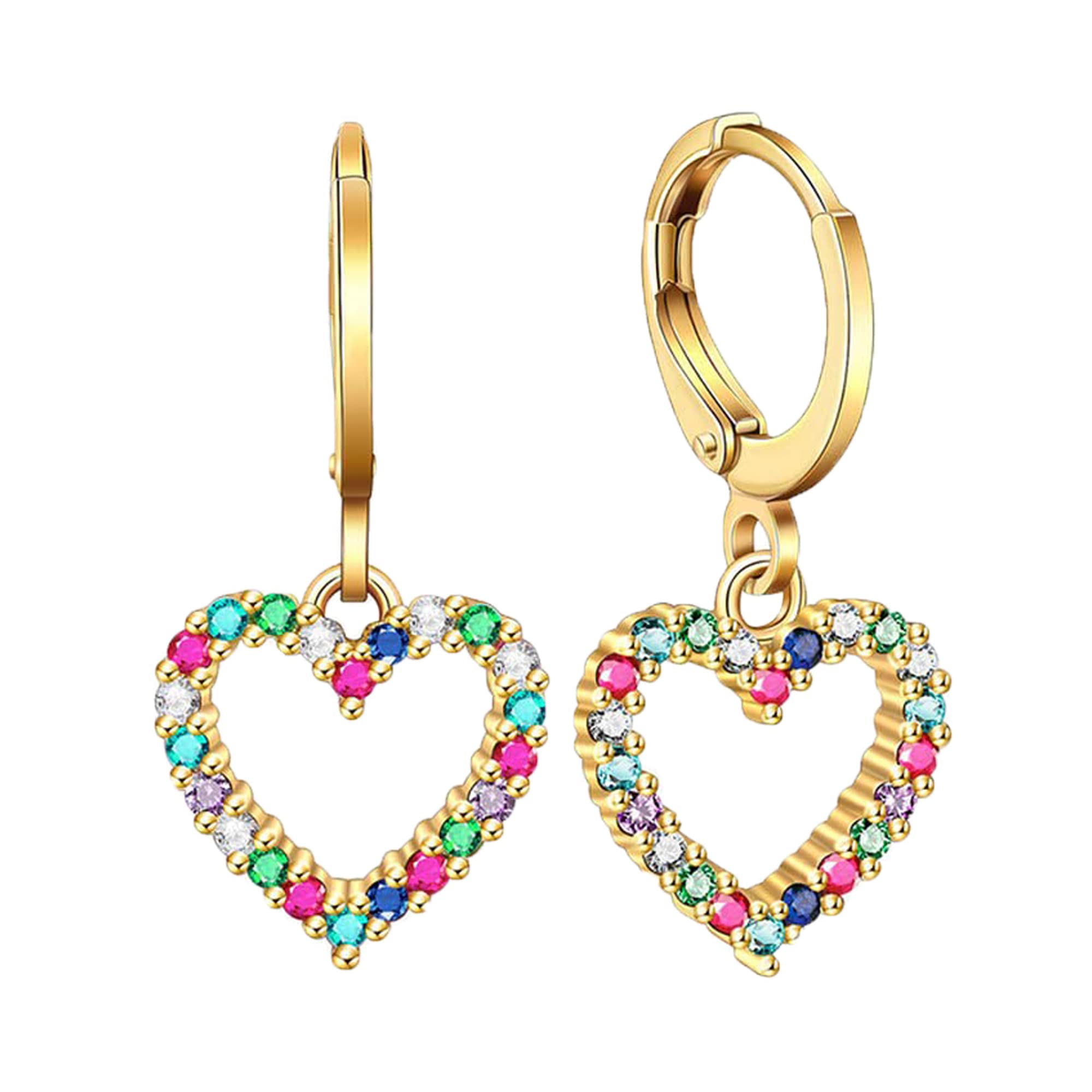 Ldurian Small Hoop Earrings, 14K Gold Plated Huggies, Sparkling CZ Charm Hoops, Dainty Dangle Ear Huggers, Delicate Women Jewelry, For Men Teen Girl (Hinged Back, Brass)