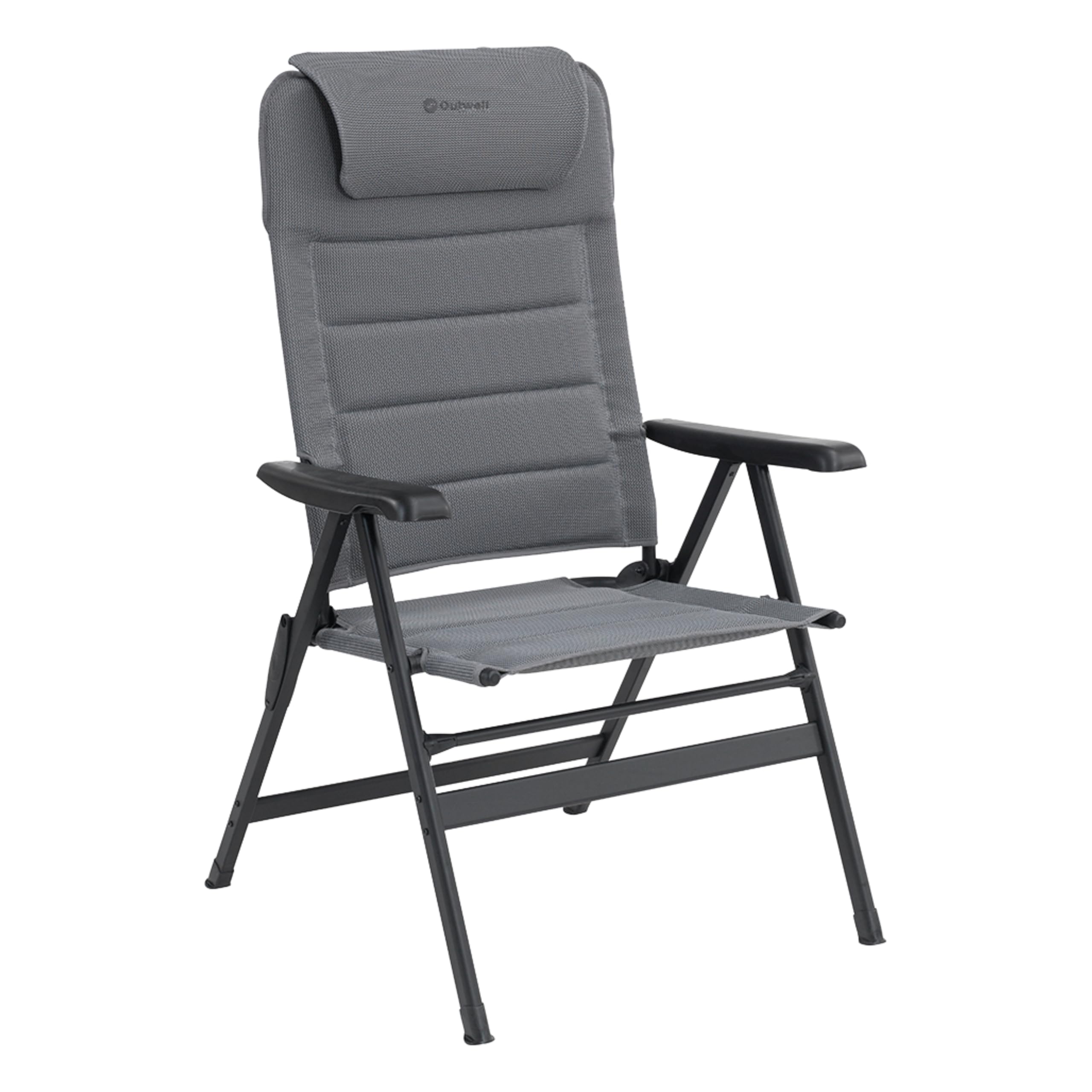 Outwell Grand Canyon Reclining Camping Chair – Heavy Duty Folding Chair with 7 Positions, Extra Wide Seat, Adjustable Headrest, Quick-Dry Mesh Fabric & Aluminium Frame (Grey)