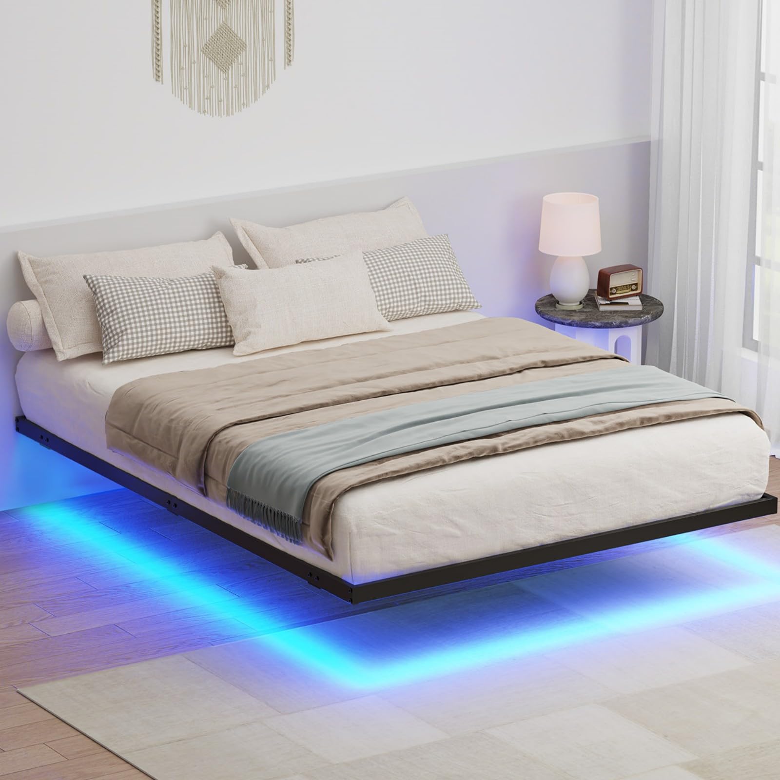 Floating Bed Frame Queen Size With Led Lights 12 Inch | Desertcart  Seychelles