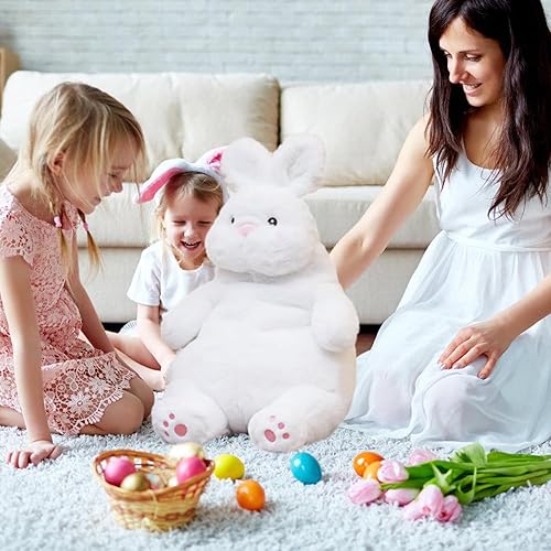Miniatura 5 de ARELUX Almohada de peluche de conejo grande para abrazar almohada gigante súper suave y esponjosa para niños, adorable juguete de peluche gordito,