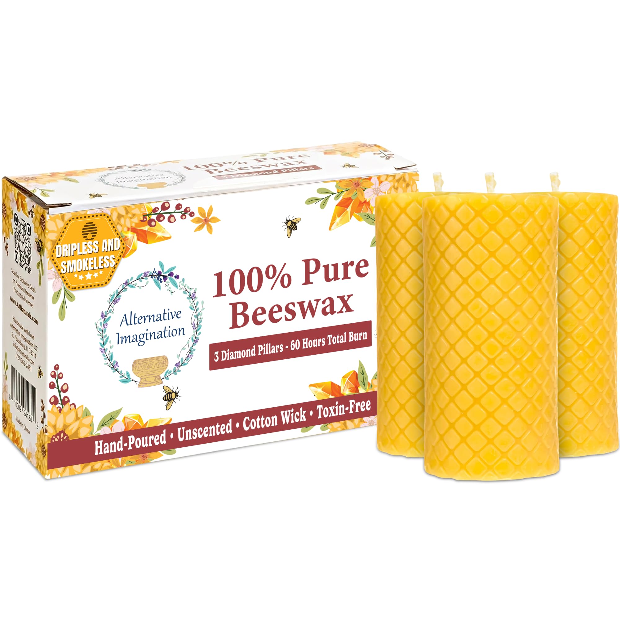 Alternative Imagination Diamond Beeswax Pillar Candles