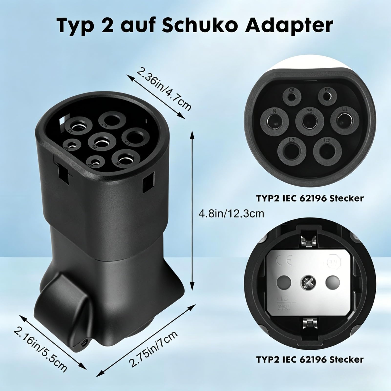Adaptateur V2L pour XPENG, 3,5kW 16A Type 2 vers Schuko pour Véhicules Électriques avec Fonctions V2L pour XPENG Gamme Complète