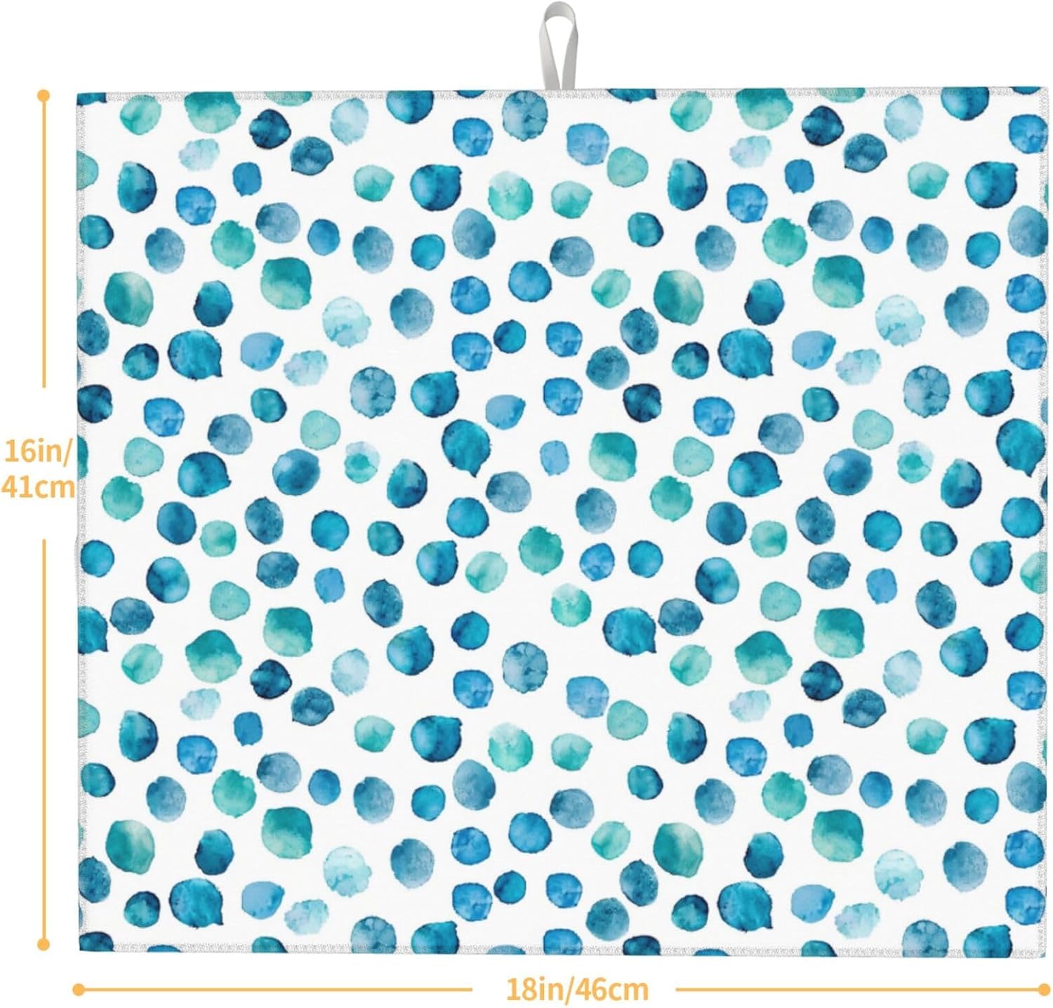 Blue Green Teal Polka Dot Dish Drying Mat For Kitchen Counter Watercolor Art Dry Mats Microfiber Dish Drainer Mat Protector Pad Absorbent Fast Drying Kitchen Must-Have 16x18 Inch
