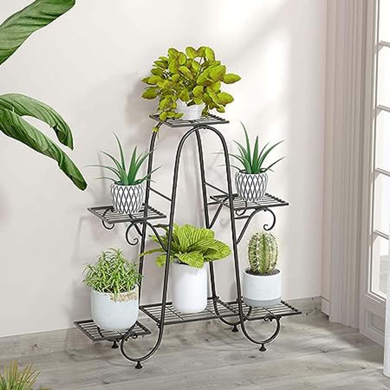 A.B CRAFTS Metal Plant Stand, 6 Tiers Plant Stands Multifunctional for Indoor Plants, Decorative Plant Shelf for Indoor Outdoor Patio Garden Balcony and Yard (Black) (B0DG41PV7N) Amazon Price History, Amazon Price Tracker