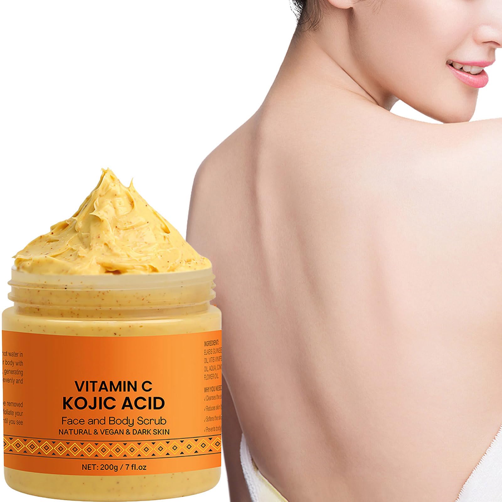 Exfoliante corporal orgánico de cúrcuma y vitamina C, limpieza profunda para eliminar piel muerta (100 g)