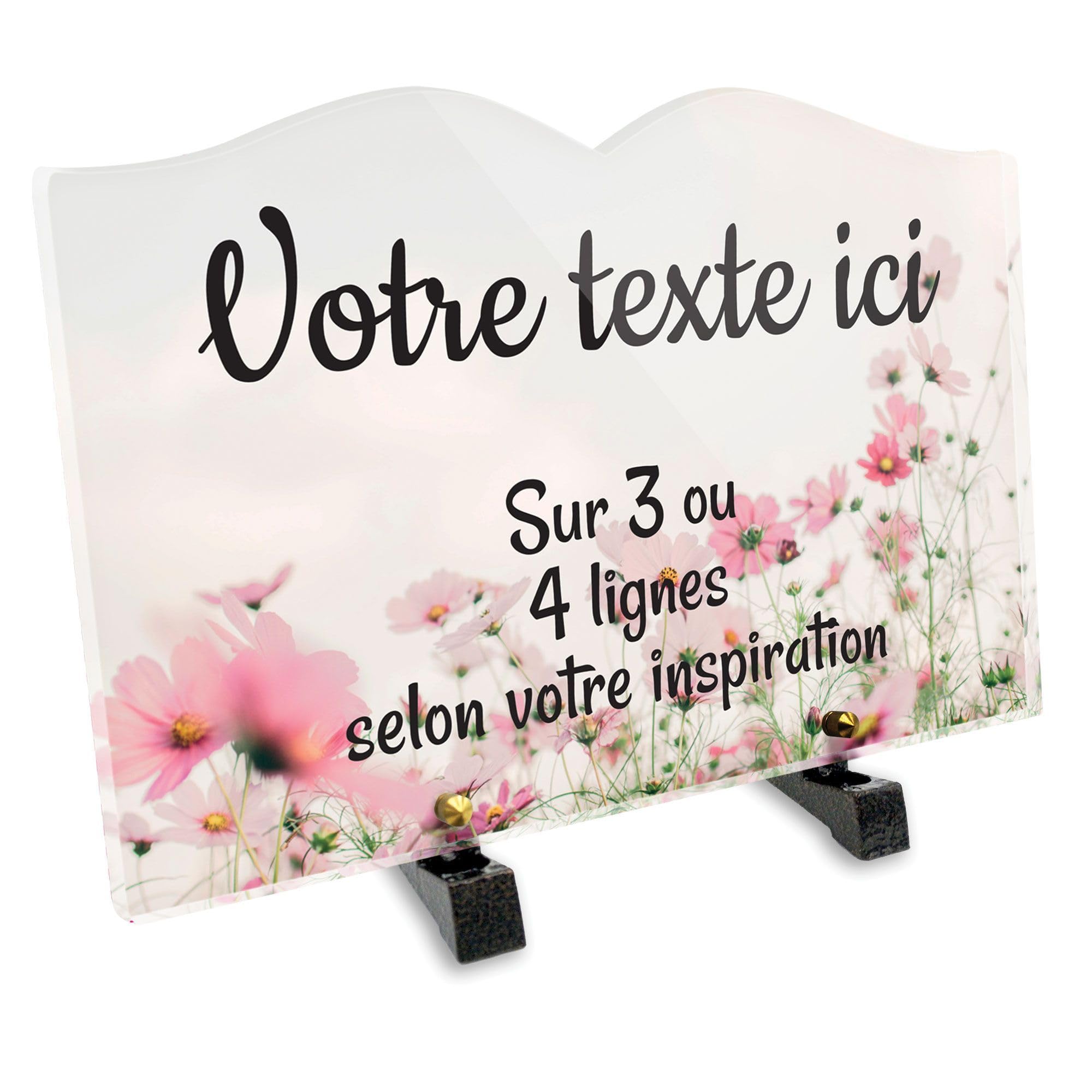 Plaque Funéraire Livre Plexi Personnalisable 30x20cm Motif Bougie Et Rose Rouge - Épaisseur 6mm