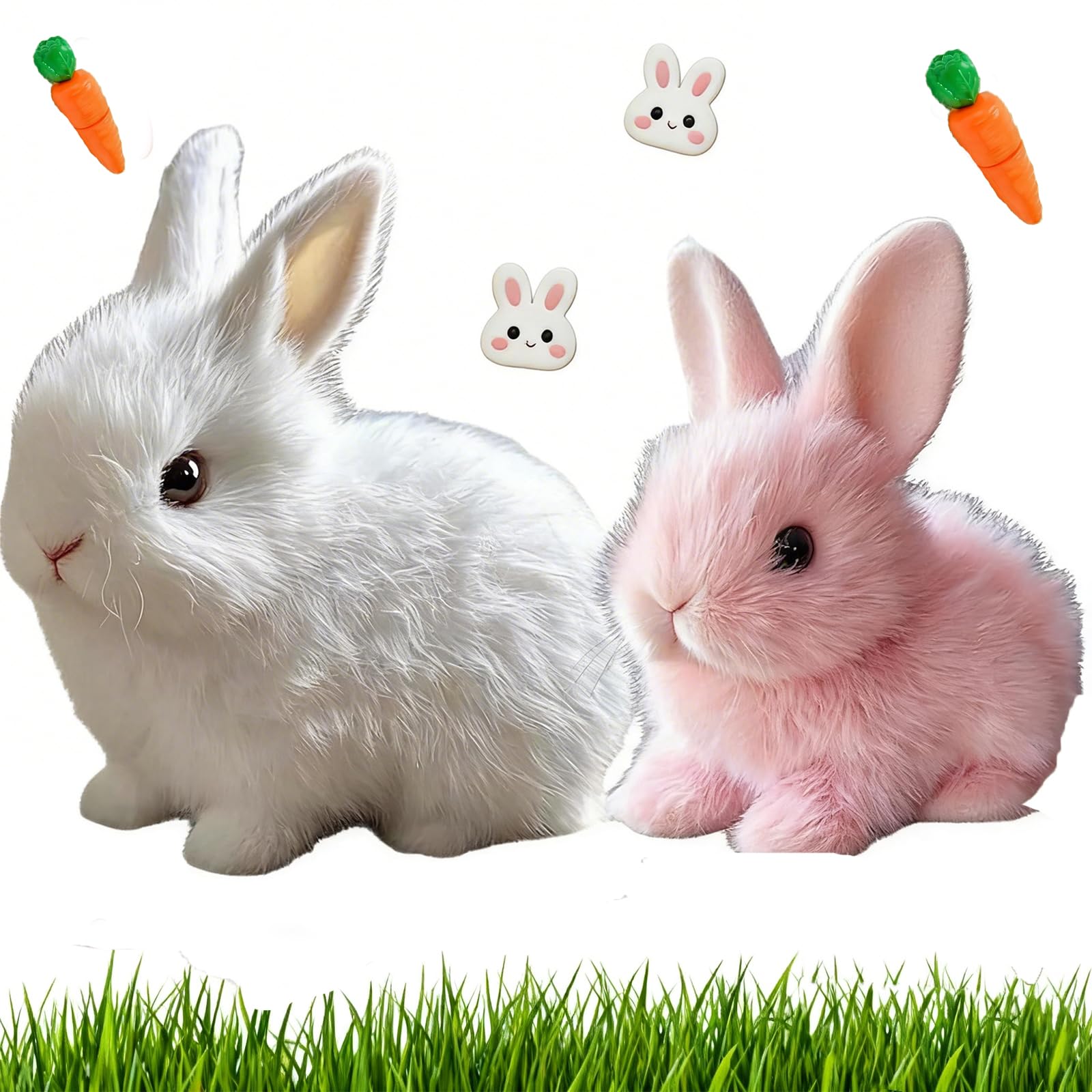 Easter Bunny Toy, Rabbit Interactive Hopping Electronic Pet Plush Bunny Toy with Sounds and Movements Animated Walking Wiggle Ears Twitch Nose (Pink)