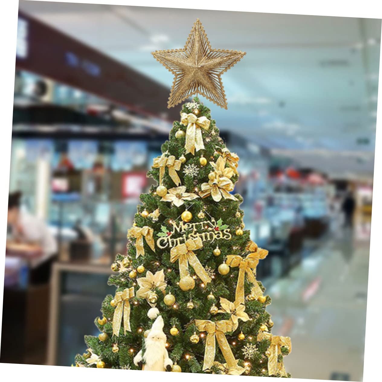 Cabilock 3 Piezas De Adorno para Árbol De Navidad con Purpurina Estrella De Hierro Decoración para Copas De Árbol Luces Led Ideal para Vacaciones Decoración del Hogar