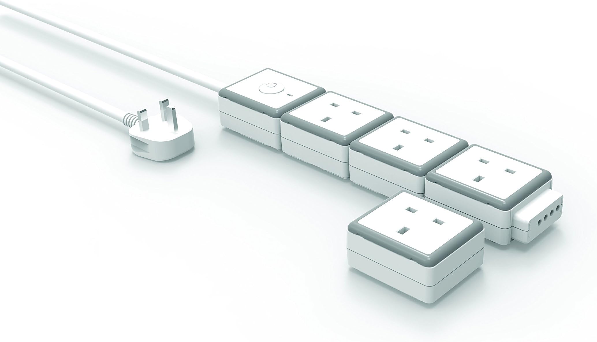 Qubic - Surge Protected Modular Power System - Four Socket Starter Pack - 1m Cable Extension Lead UK Socket - Multi Plug Surge Protected