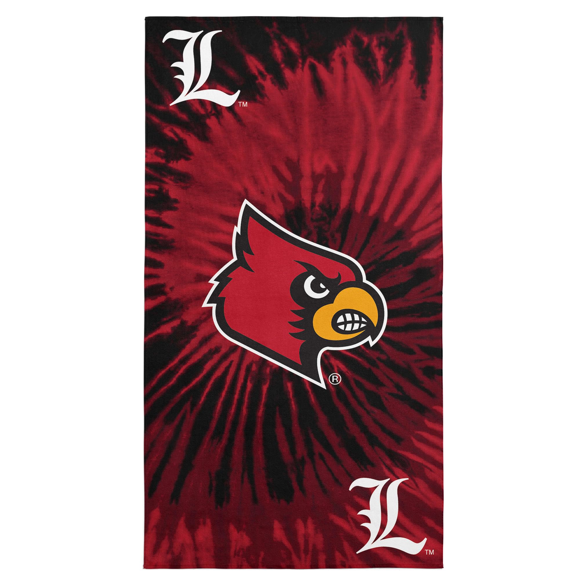 Northwest NCAA Louisville University Psychedelic Beach Towel, Soft &amp; Absorbent Pool Towel, Quick Dry, 30 x 60 inches