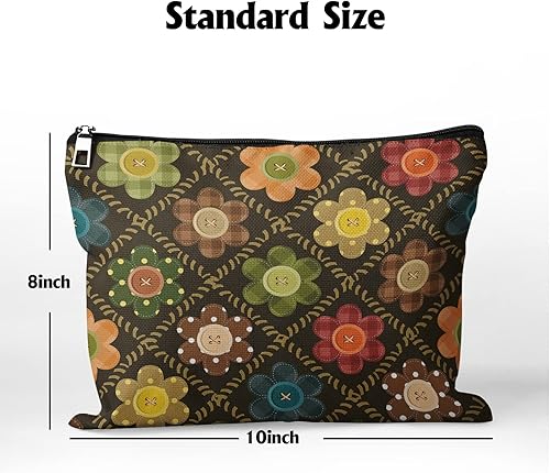 Miniatura 10 de Cafl Bolsa de maquillaje para mujeres y niñas, organizador de viaje portátil de gran capacidad, 10 x 8 pulgadas, Estrellas mágicas Gnomos15