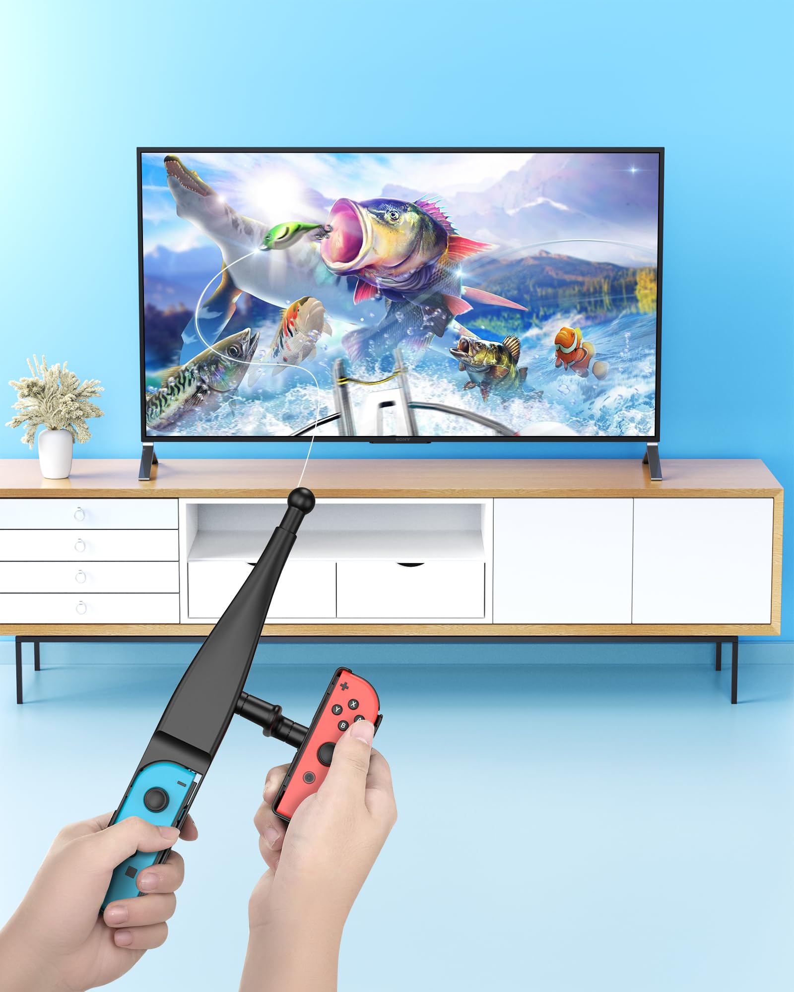 Angelrute für Nintendo Switch, Angelspiele Zubehör Kit für Nintendo Switch/Switch OLED/Joy Con Bass Pro Shops – The Strike Championship Edition und Legendary Fishing-Standard Edition