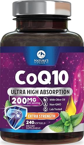Suplemento Co Q 10 CoQ10 100 mg antioxidante, apoyo para la salud cardíaca y producción de energía, vitaminas de coenzima Q10 (Ubiquinona) mayor