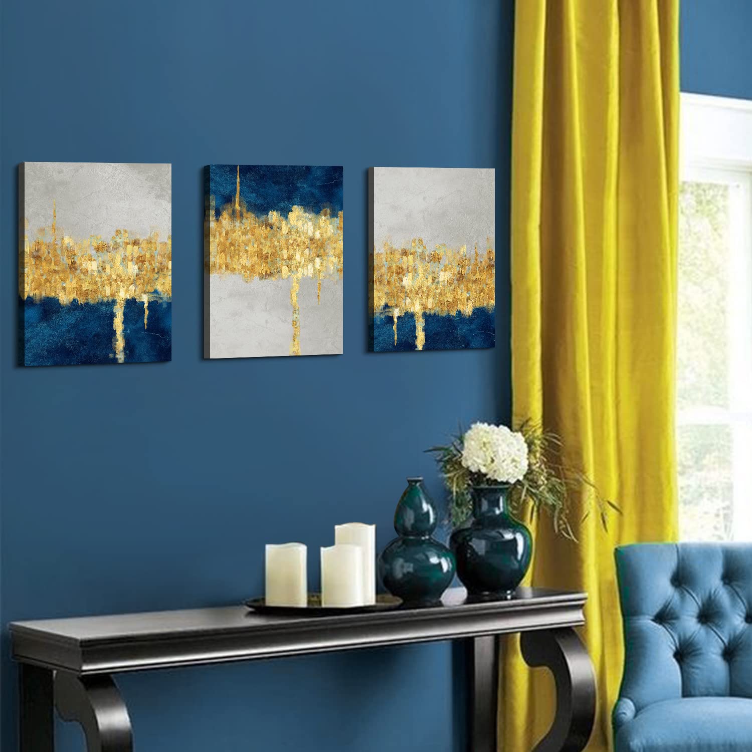 Navy Blue And Yellow Wall Decor Navy Blue Wallpaper / Solid Color