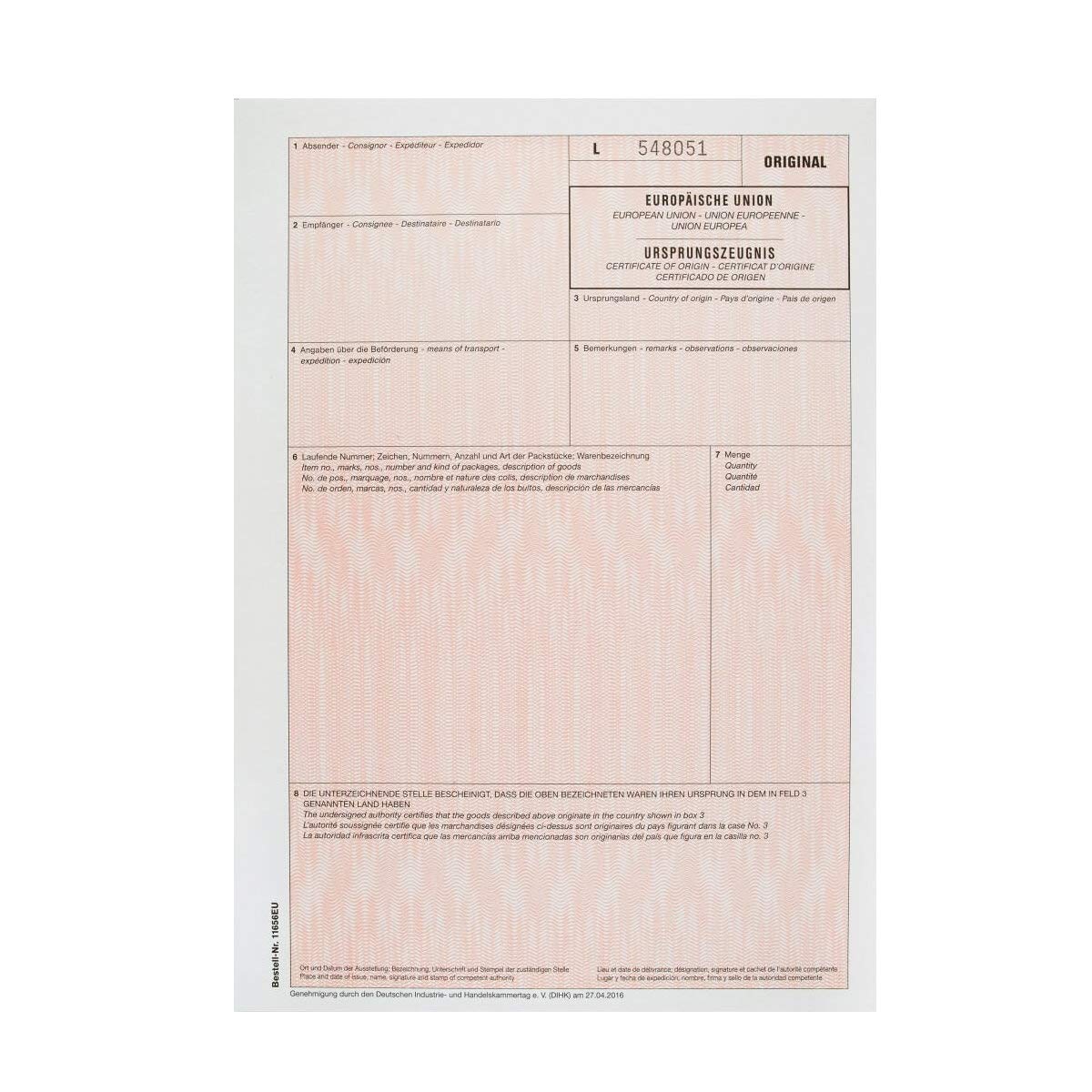 MASHPAPER 50x Ursprungszeugnis IHK Vordruck A4 für Laserdrucker | Ursprungszeugnis - Set aus Original und Antrag, 2-fach Durchschreibesatz, Blatt 1 und 2 lose im Wechsel, Format: 21x29,7 cm