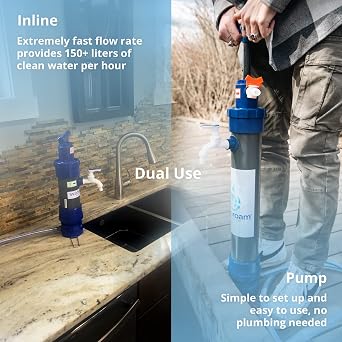 ROAMfilter Mini Portable Water Filter System - Hiking & Backpacking Water Purifier Pump with Inline Capability for Camping & Emergency, Long Lifespan, no Electricity Required