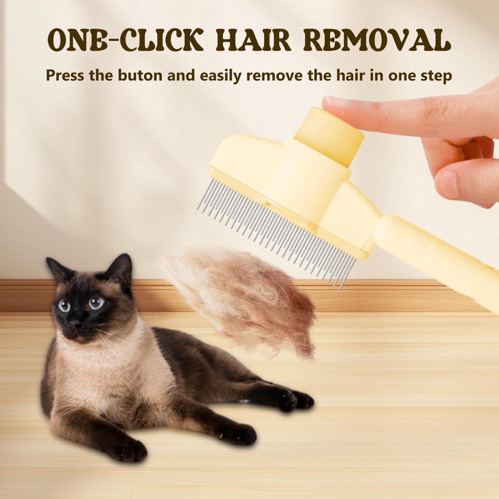 Peigne Chat|2 Pack Brosse Poils Animaux Autonettoyante Pour Poils, Peigne Anti Puces Pour Chat Avec Bouton De Déverrouillage, Brosse de Toilettage Pour Convient Aux Poils Longs Et Courts (Vert+Jaune)