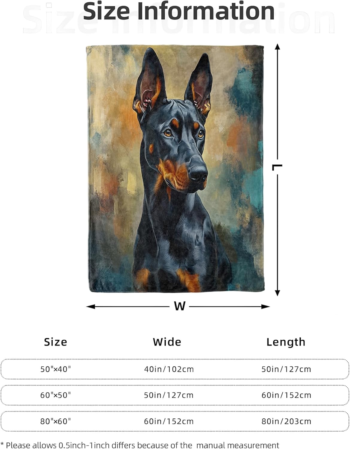 Doberman Blanket 60X80 in, Flannel Throw Blankets for Travel Camping Sofa Living Room Decor, Lightweight Cozy Soft Fuzzy Gifts for Women Adults Kids