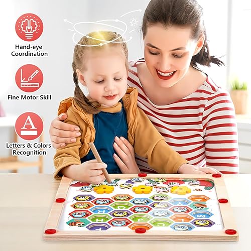 Miniatura 3 de Montessori Juguetes para niñas de 3 años, tablero magnético del alfabeto, juguetes de aprendizaje ABC para niños de 3 a 5 años, juguetes educativos