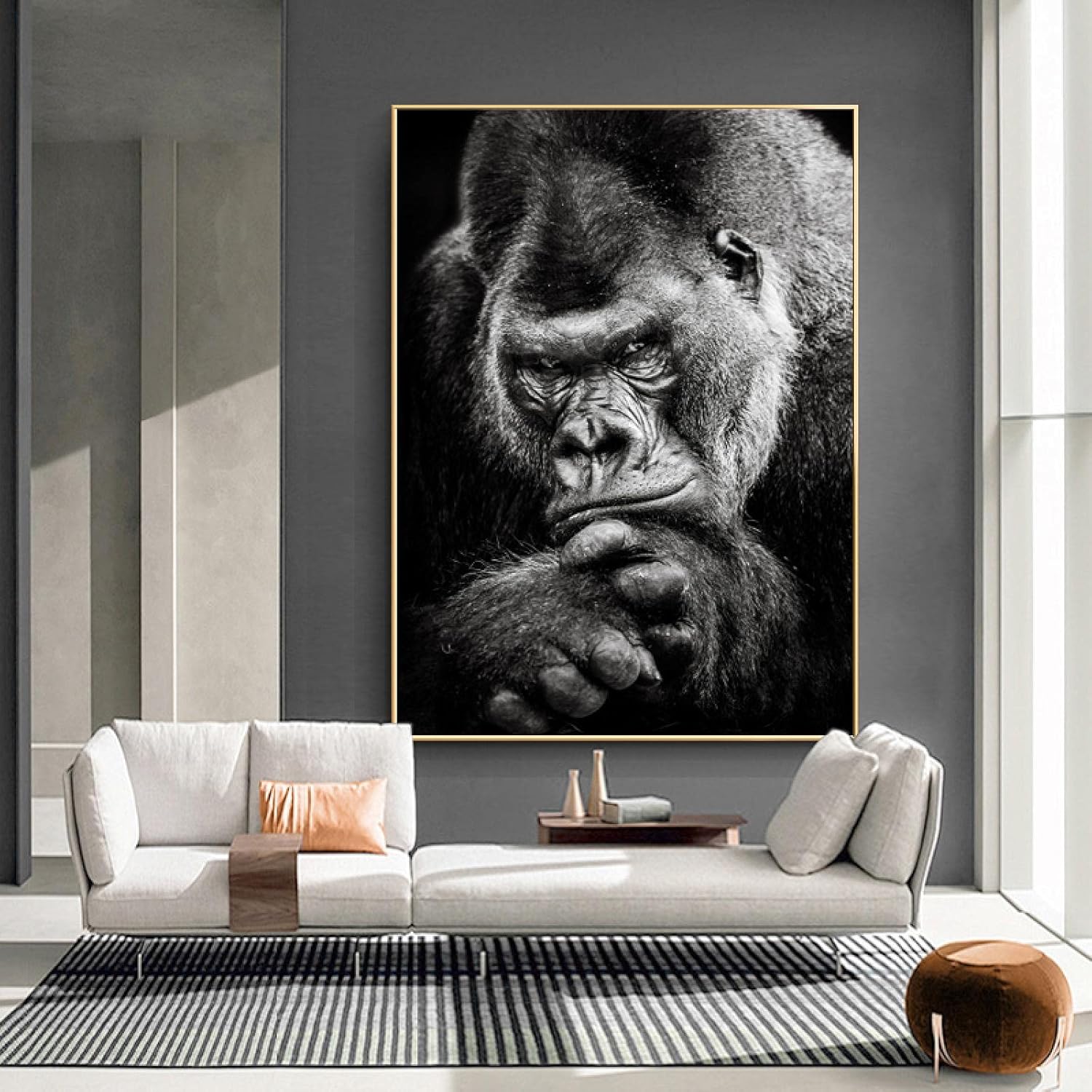 YBSOU Canvas Painting Poster Black Gorilla Nordic Animal Posters and Prints Wall Art Pictures for Living Room Home Decor-60x90cm No Frame: Posters & Prints