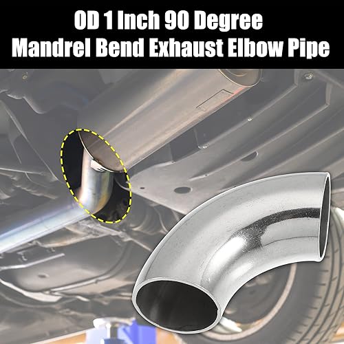 Miniatura 2 de X AUTOHAUX 2 unids OD 1 pulgada 90 grados 0.047 in espesor mandril curva codo SS304 acero inoxidable curva tubo tubo de escape codo tubo para coche
