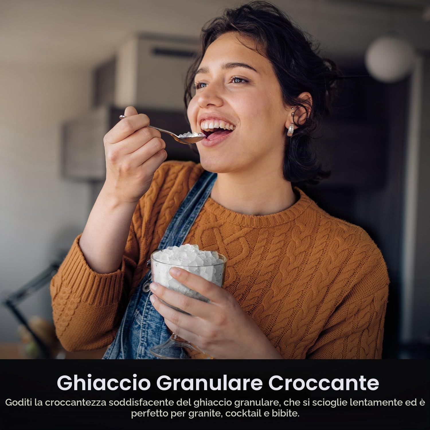 Kismile Nugget Ice Makers - Macchina per il ghiaccio portatile con ghiaccio tritato, 15,9 kg/giorno, autopulente, funzionamento con un clic per uso domestico (argento)