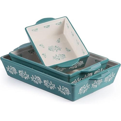 Wisenvoy Baking Dish Ceramic Lasagna Pan Casserole Dish 3-Piece Bakeware Sets Baking Dishes Baking Set Baking Dish Set