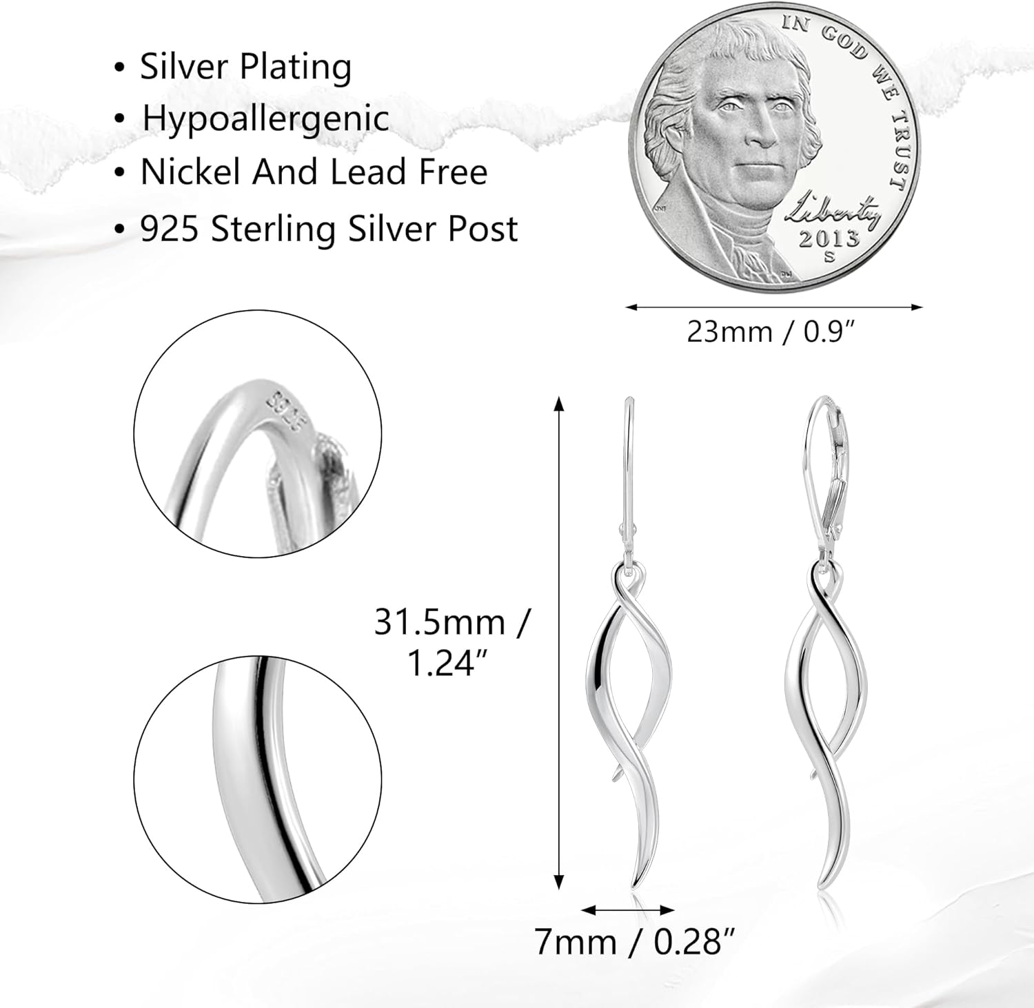 ALEXCRAFT 925 Sterling Silver Dangle Earrings, Hypoallergenic 14k Gold Plated Long Double Linear Twisted Tassel Dangling Drop Earrings for Women Trendy Statement Elegant Lightweight Leverback Earring - Image 3