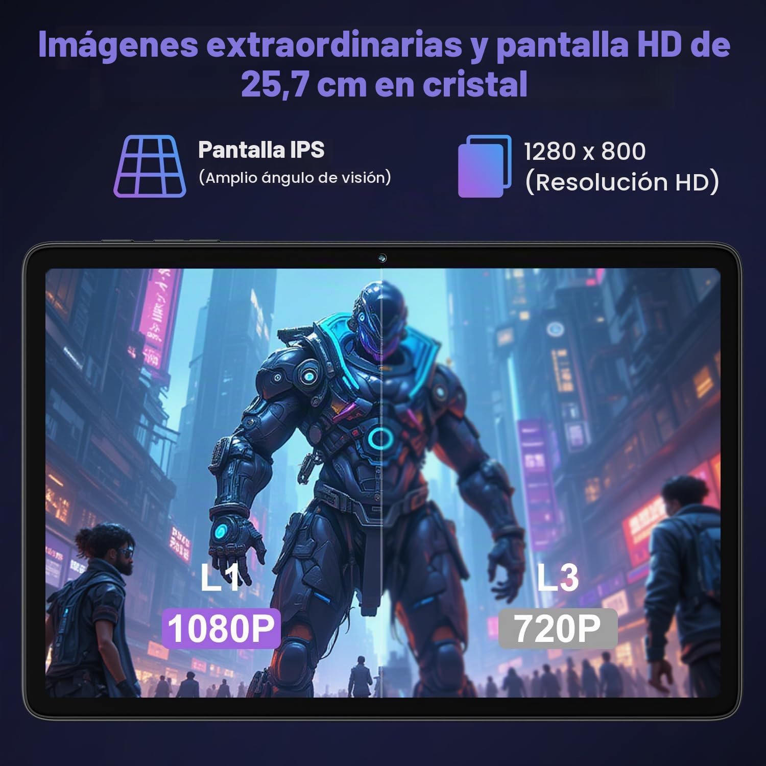 Tablet 10 Pulgadas Android 15 con Gemini AI, 22GB RAM + 128GB ROM (Ampliable 2TB), Tablet con Teclado y Ratón, Widevine L1, WiFi 5G, Batería 8000mAh, Pantalla IPS HD, Cuerpo Metálico – Gris Espacial