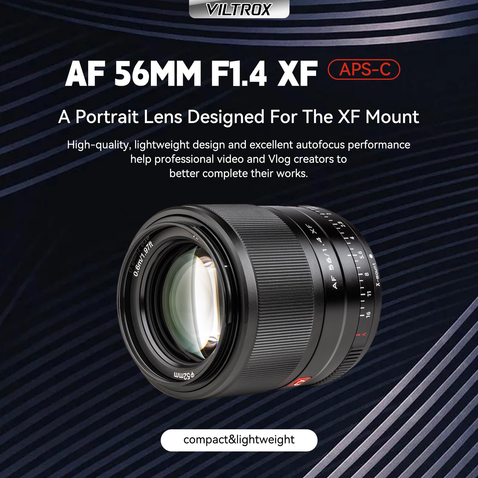 VILTROX 56mm F1.4 f/1.4 XF automática APS-C Lente Retrato
