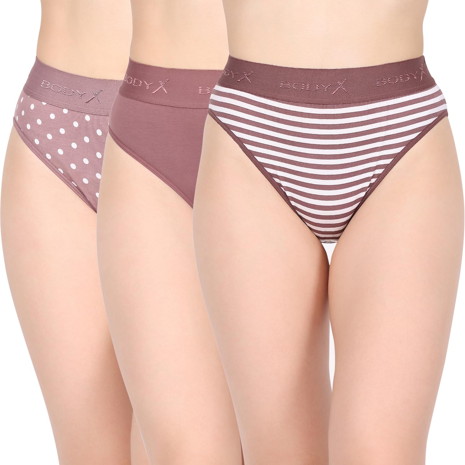 BodyX Womens Combed Cotton Spandex Multi Solid Premium Assorted Brief BX517-Pack of 3-image-42
