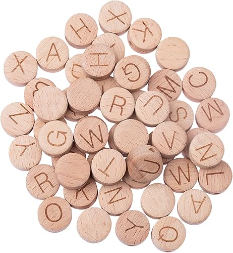 ToBeIT Cuentas de madera cuadradas de madera, cubo, letras del alfabeto, cuentas para manualidades, decoración hecha a mano, fabricación de