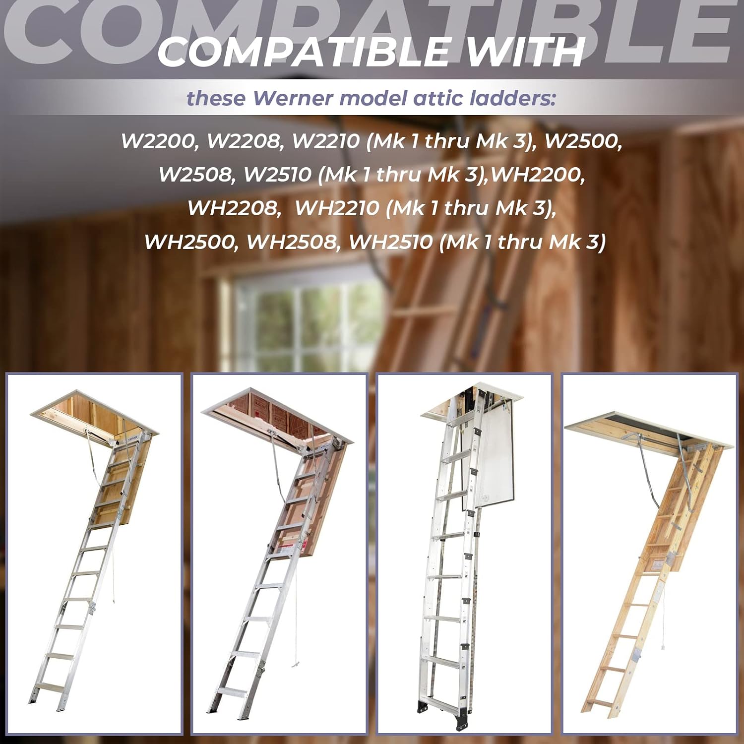 56-1 Attic Ladder Spring Fit for Werner Attic Ladder, 1 Pair | Heavy-Duty Pull Down Attic Stair Parts Fits Attic Ladder Model W2208, W2210, W2508, W2510, WH2208, WH2210, WH2508, WH2510
