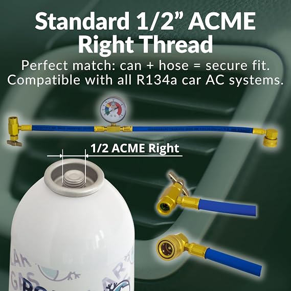 1GCA Car Aircon AC 1pc R134a Compatible Refill Recharge Regas Gas + Hose Gauge Kit Clima Accessories DIY filler tube