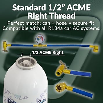 1GCA Car Aircon AC 1pc R134a Compatible Refill Recharge Regas Gas + Hose Gauge Kit Clima Accessories DIY filler tube