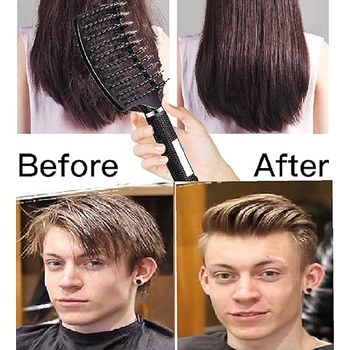 Miniatura 4 de Voremy - Juego de cepillo mágico desenredante y peine de pelo plano, cepillo de cerdas de jabalí natural, ultra suave para todo tipo de cabello,