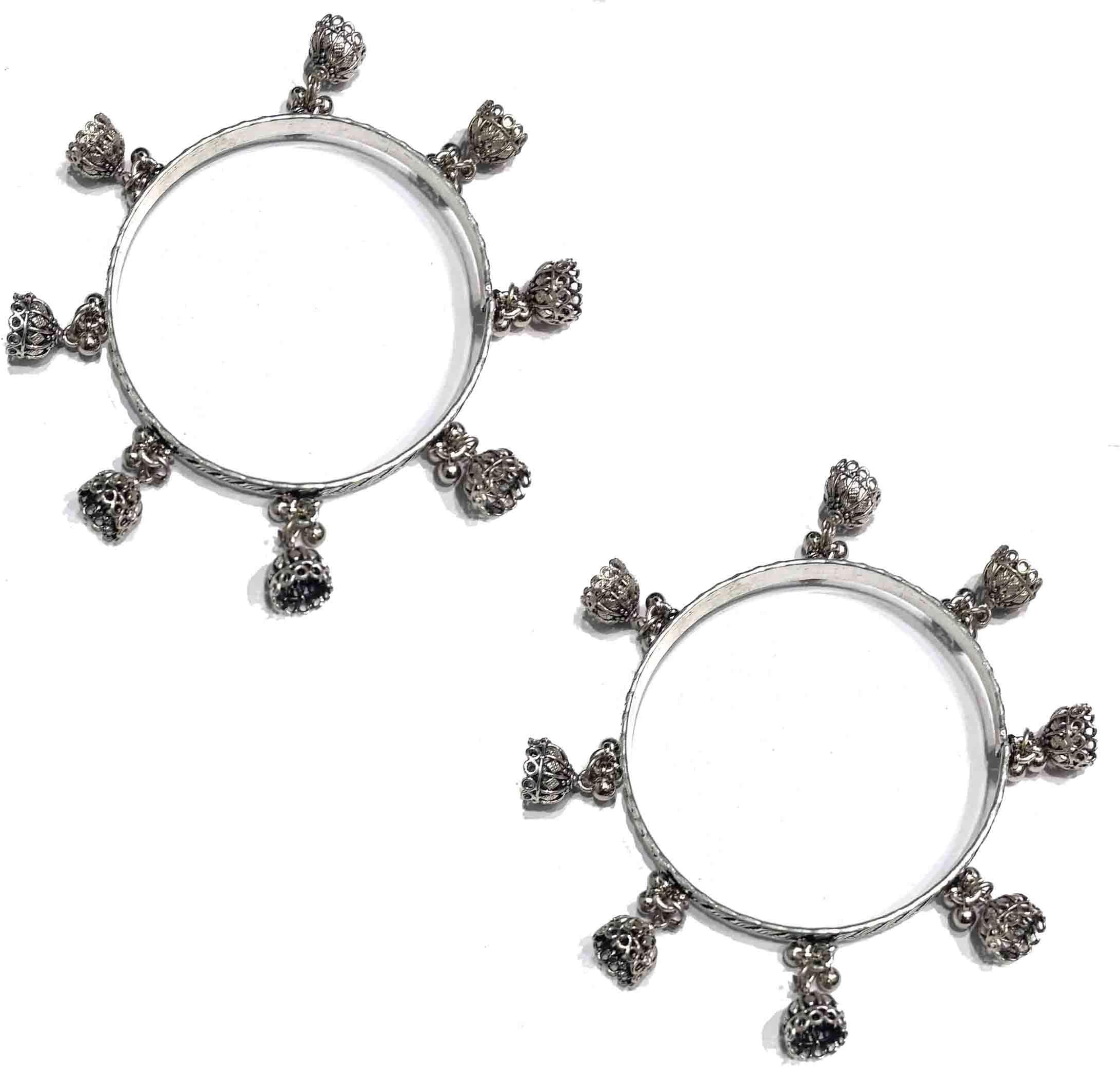 GURJARI JEWELLERS Oxidised JUMKHI hanging Bangles set of 2 (2.6)