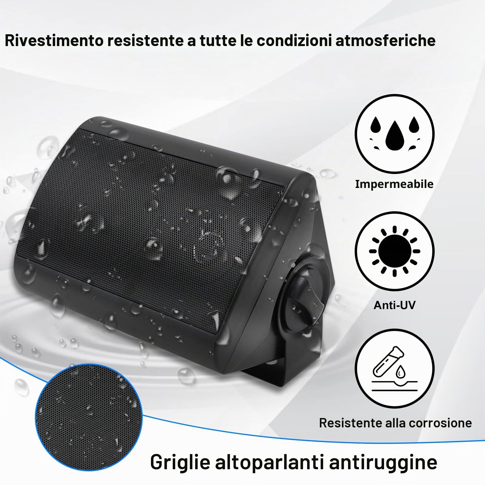 Herdio Altoparlanti da Esterno 4'' 400W Impermeabile 2 Paia Nero