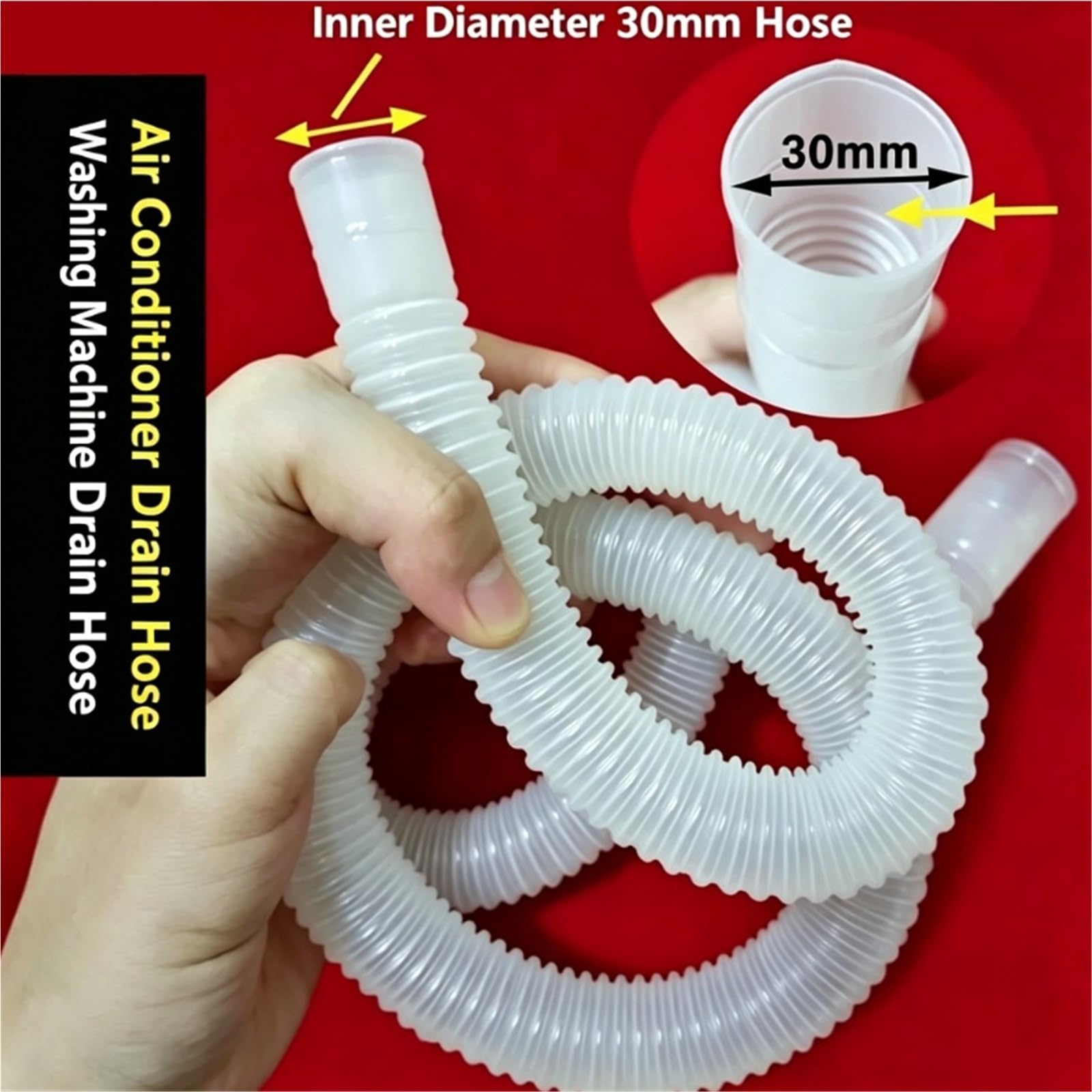 Tubo Di Drenaggio Della Lavatrice 2 Metri Diametro Interno 20mm | Tubo Bianco Tubo Di Drenaggio 18mm 25mm Aria Condizionata Drenaggio Tubi Ondulati(Bore 30mm-2 meters)