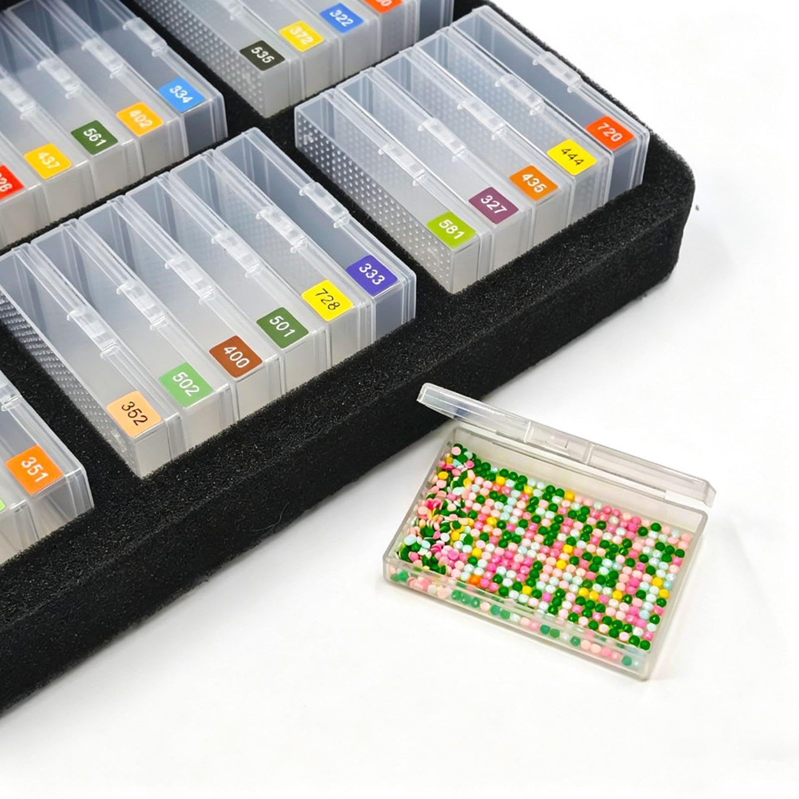 Generico Scatola Arte Gemme organizer portatile a 32/64 scomparti | astuccio portaperline da pittura con divisori Per artigianato con strass e cristalli, ufficio, scuola