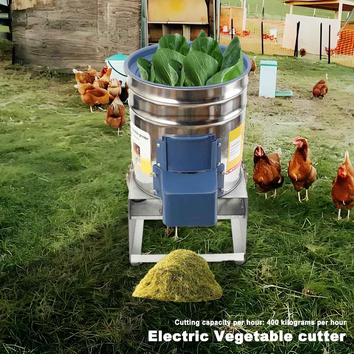 550W 220V Gemüseschneider Futterhäcksler Grünfutterschneider Edelstahl | 30L kapazität 400kg/h Grasschneider Grashalmeschneider Melonenschneider, Hühner- und Entenzucht