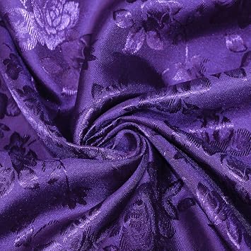 Kayla Purple Polyester Floral Jacquard Brocade Satin Fabric by the Yard - 10004