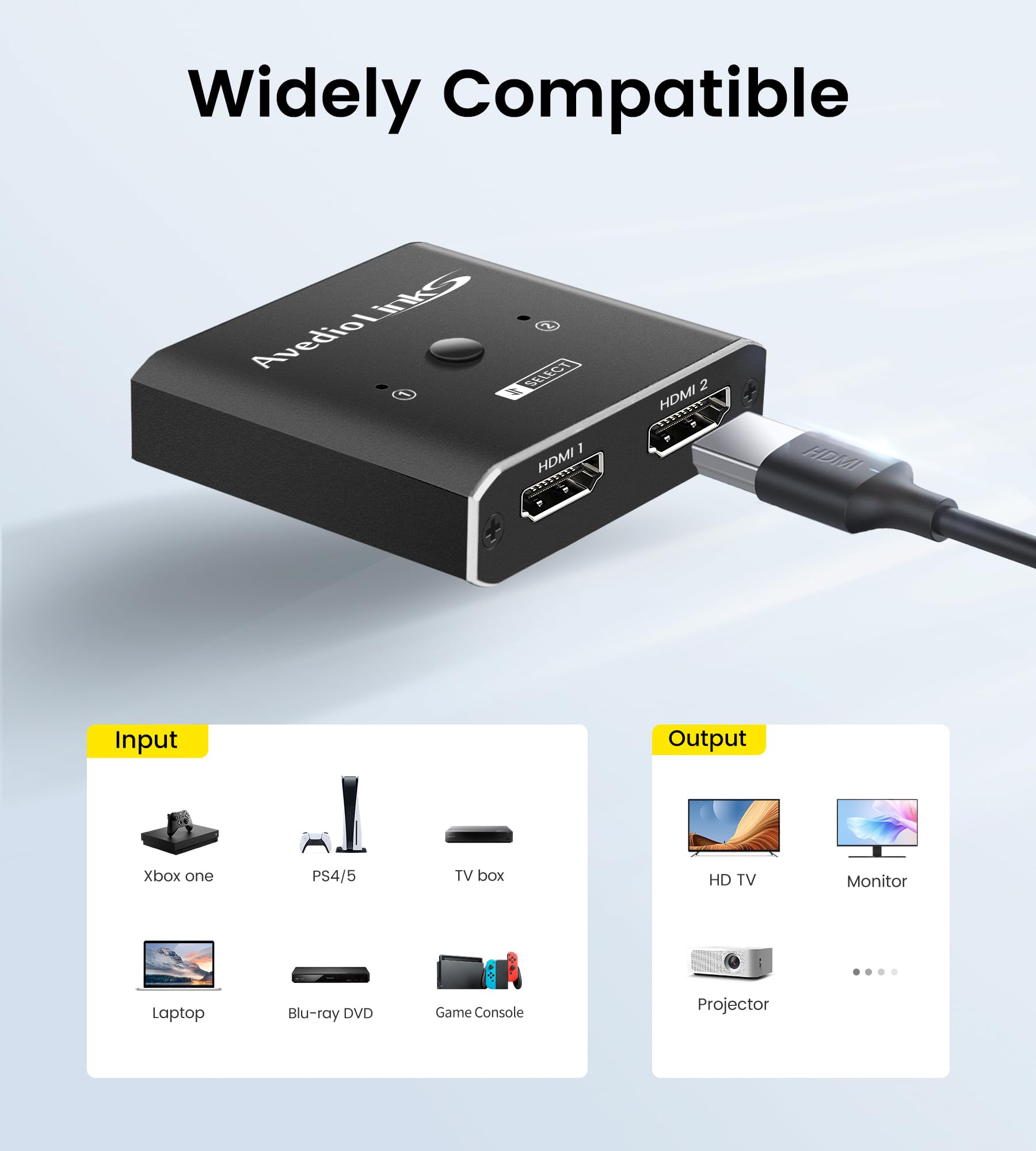 FeinTech SW211 HDMI 2.1 8K Bi-Directional Switch 2 In 1 Out | Splitter 1 In 2 Out | Pigtail