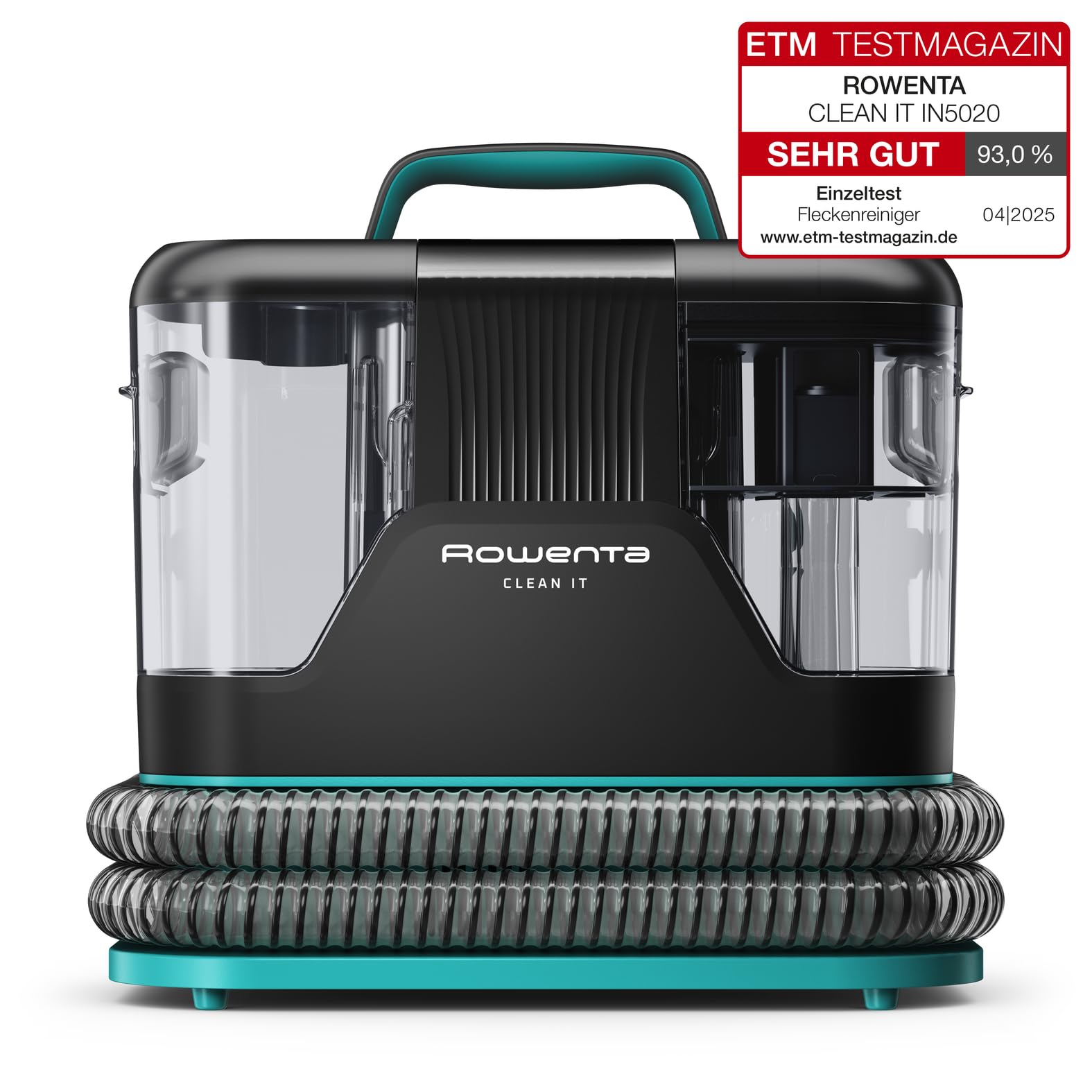Rowenta Clean It Fleckenreiniger, tragbarer Teppichreiniger, schnelle und einfache Reinigung, abnehmbarer 2.3-Liter-Tank, wechselbare Reinigungsköpfe, 750 Watt, Grün, Schwarz, IN5020F0