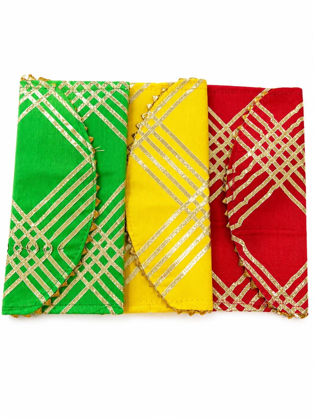 Kavira House Handmade Indian Money Envelopes for Cash Gifts, Set of 2 Fabric Shagun Lifafa Envelopes, Festive Envelope for Diwali, Rakhi & Wedding Money Gift, 8 x 4 Inch (Design 3)